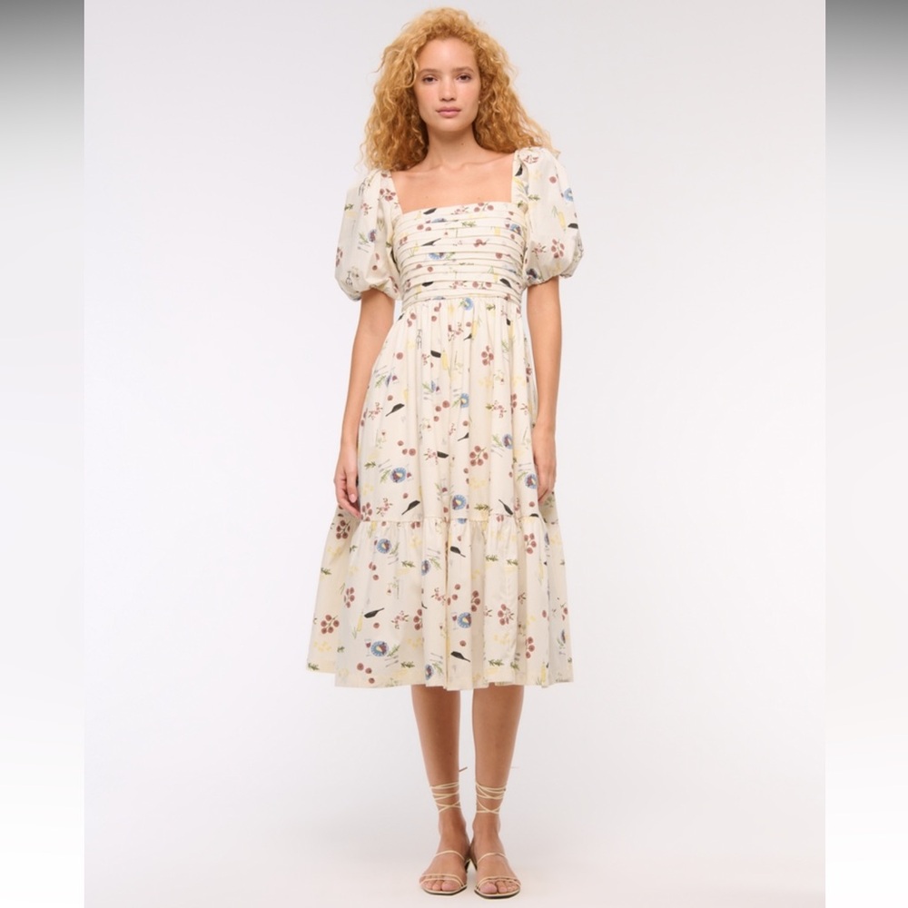 Abercrombie & Fitch | Dresses | Af Emerson Poplin Puff Sleeve Midi Dress |  Poshmark